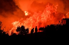 Πυρκαγιά στην περιοχή Κορυφή του δήμου Πύργου, στην Ηλεία τα ξημερώματα της Τρίτης 27 Ιουλίου 2021