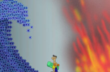 Αρκάς: Στο νέο του σκίτσο ο λουόμενος βρίσκεται ανάμεσα στο νέο κύμα κορωνοϊού και τις πυρκαγιές