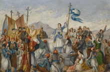 "Ο όρκος του λόρδου Βύρωνα στο Μεσολόγγι", έργο αγνώστου καλλιτέχνη από την έκθεση "1821 Πριν και Μετά"