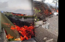Η λάβα από το ηφαίστειο στο Λα Πάλμα στα Κανάρια Νησιά έχει φθάσει έξω από τα μπαλκόνια σπιτιών