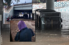 Δραματικές εικόνες στην Ποσειδώνος με λεωφορείο να εγκλωβίζεται σε πλημμυρισμένη γέφυρα και τους επιβάτες να αποχωρούν