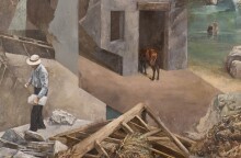 Λεπτομέρεια από τον πίνακαα του ζωγράφου Κώστα Πολυχρόνου με τίτλο Δασεία όψη. Από την έκθεση Αρμογές στην Gallery 7. 