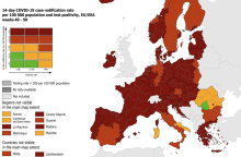 Ο χάρτης του ECDC για την πανδημία κορωνοϊού στην Ευρώπη - Στο «βαθύ κόκκινο» η Ελλάδα 