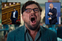 Ο Λεονάρντο Ντι Κάπριο στην ταινία «Don't look up» (Ένθετες: Αλέξης Τσίπρας και Γιάννης Οικονόμου)