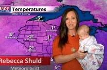 Η μετεωρολόγος του CBS 58 κρατά στην αγκαλιά της το μόλις 13 εβδομάδων μωρό της