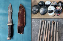 Μαχαίρι, κράνη και μεταλλικές βέργες σε σύνδεσμο φιλάθλων