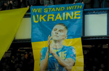 Πανό για την Ουκρανία στο Έβερτον - Μάντσεστερ Σίτι