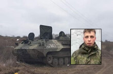 Κατεστραμμένο ρωσικό τανκ στην Ουκρανία - Ένθετη: Ένας από τους αιχμαλώτους, ο οποίος έγινε ανταλλαγή