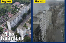 Η πόλη Borodyanka πριν και μετά τους βομβαρδισμούς από τη Ρωσία