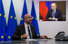 Σαρλ Μισέλ, πρόεδρος του Ευρωπαϊκού Συμβουλίου | Ένθετη: Βλαντίμιρ Πούτιν, πρόεδρος της Ρωσίας