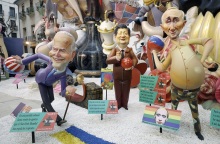 Ομοιώματα του Βλαντιμίρ Πούτιν, του Τζο Μπάιντεν και του Σι Τζιπίνγκ