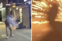 Νεαρός πετάει βαρελότο σε άστεγο