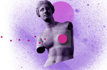 άγαλμα με κομμένο στήθος και νέο ανανεωμέο 