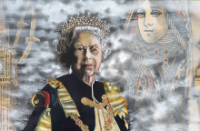 Έργο του Απόστολου Γιαγιάννου, «Ελισάβετ Β΄», πορτρέτο από τη σειρά «Εικοστός Αιών» του 2013,  με ακρυλικά και μολύβια σε καμβά 