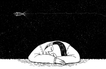 Σκίτσο με άνθρωπο που κοιμάται και ονειρεύεται