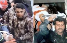 Ο Κωνσταντίνος Νίκας αριστερά σώζει παιδί από τα χαλάσματα στην Τουρκία - Δεξιά ο πατέρας του, Παναγιώτης, στη διάσωση του μικρού Ανδρέα το 1995 στο Αίγιο