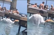 Σερβιτόρος στη Ρόδο κολυμπά για να παραδώσει παραγγελία