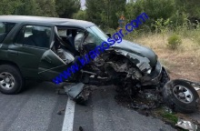 Ζημιές στο στρατιωτικό τζιπ μετά το τροχαίο ατύχημα στη Θεσσαλονίκη