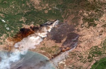 Οι καπνοί από το πύρινο μέτωπο στην Αλεξανδρούπολη έτσι όπως καταγράφηκαν από δορυφόρο