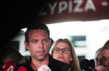 Ο πρόεδρος του ΣΥΡΙΖΑ, Στέφανος Κασσελάκης σε δηλώσεις του στις τηλεοπτικές κάμερες