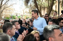 Ο Κυριάκος Μητσοτάκης στο Μοσχάτο