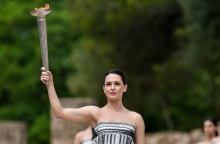 Στιγμιότυπο από την τελετή αφής της Ολυμπιακής Φλόγας στην Αρχαία Ολυμπία