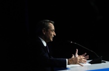 Ο Κυριάκος Μητσοτάκης κατά τη διάρκεια της συνέντευξης Τύπου στην 88η ΔΕΘ