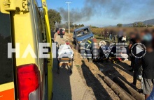 Εικόνα από το σημείο του τροχαίου δυστυχήματος στη Δυτική Αχαΐα