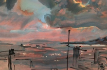 "Sparks up there", 40x51 cm, acrylics on paper 300gr, 2024