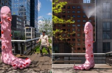 Ροζ γλυπτό-πόδι στη Νέα Υόρκη προκαλεί ανάμεικτα συναισθήματα με τη φαλλική του μορφή και τον καταρράκτη που ενεργοποιείται με πετάλι.