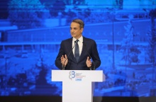 Ο Κυριάκος Μητσοτάκης στο βήμα της ΔΕΘ