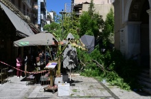 Εικόνες από τη σημείο της πτώσης του δέντρου στο κέντρο της Αθήνας