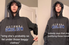 Η χρήστης @ihy69 διαμαρτυρόμενη για την επικράτηση του fat-shaming trend στο TikTok