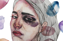 Ζωγραφιά για τη βία κατά των γυναικών - Γυναίκα με μώλωπες στο πρόσωπο