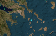 Η σεισμική δόνηση όπως έχει καταγραφεί στον χάρτη του Γεωδυναμικού Ινστιτούτου