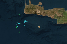 Το επίκεντρο του σεισμού που καταγράφηκε το πρωί της Κυριακής (21.7) ανοιχτά της Κρήτης