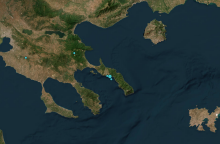 Το σημείο όπου καταγράφηκε ο σεισμός στο Άγιο Όρος στον χάρτη του Γεωδυναμικού Ινστιτούτου Αθηνών