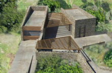 Φωτορεαλιστική απεικόνιση της εισόδου και των υποδομών εξυπηρέτησης του κοινού στον αρχαιολογικό χώρο Περιστεριάς 