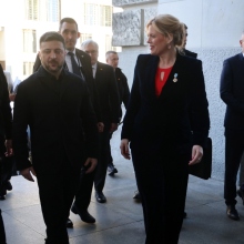 Η πρόεδρος της γερμανικής ομοσπονδιακής βουλής, Τζούλια Κλόκνερ με τον Ουκρανό πρόεδρο Βολοντίμιρ Ζελένσκι 