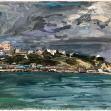 "Messages about an upcoming storm", 56x76cm, acrylics on paper 300 gr, 2023