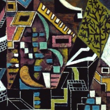 Νίκος Χατζηκυριάκος-Γκίκας, Στη χάση του φεγγαριού 1956, λάδι σε ξύλο Μουσείο Μπενάκη ΠΧΓ 53