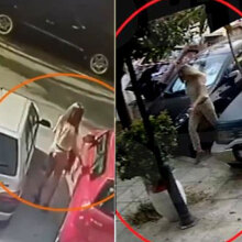 Η 34χρονη όπως καταγράφηκε από κάμερα ασφαλείας την ημέρα της επίθεσης με το βιτριόλι 