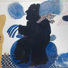 ALEKOS FASSIANOS (b.1935) “Petite suite anachronique ou la vie d’anastasios en 24 heures” oil on canvas heightened with gold