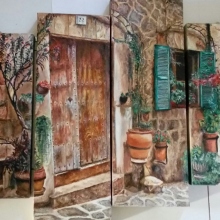 Μικρό Παρίσι - Κουκάκι / Ανέγγιχτο στον χρόνο, Μαίρη Κάρλου, Άρωμα Ελλάδας (τετράπτυχο), Λάδι σε καμβά