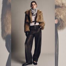 Καφέ δερμάτινο παντελόνι 