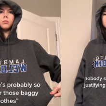 Η χρήστης @ihy69 διαμαρτυρόμενη για την επικράτηση του fat-shaming trend στο TikTok