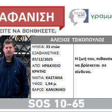 Εξαφάνιση 33χρονου από το Ηράκλειο Κρήτης