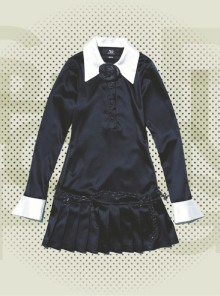 Μακρυμάνικο φόρεμα με πλισέ μίνι φούστα