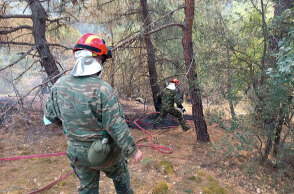 Στρατιώτες και πυροσβέστες επιχειρούν στη φωτιά στη Δαδιά στον Έβρο