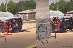 Αστυνομικοί ξυλοκοπούν ακινητοποιημένο άνδρα στην άσφαλτο